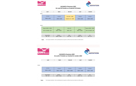 Planning vacances de Toussaint