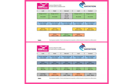 Planning vacances de Toussaint